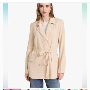 Free People Olivia Tie-Front Tan Casual Military Tie Blazer Sz XL